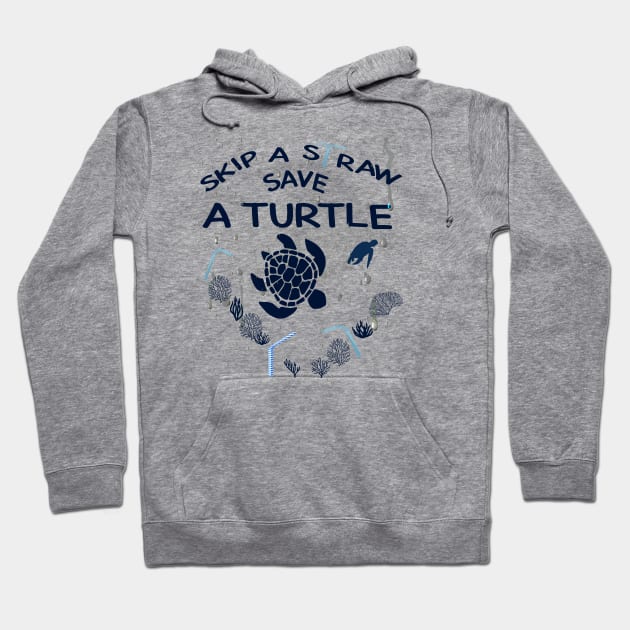 Skip a Straw Save a Turtle Anti Plastic T-Shirt Hoodie by Awareness of Life
